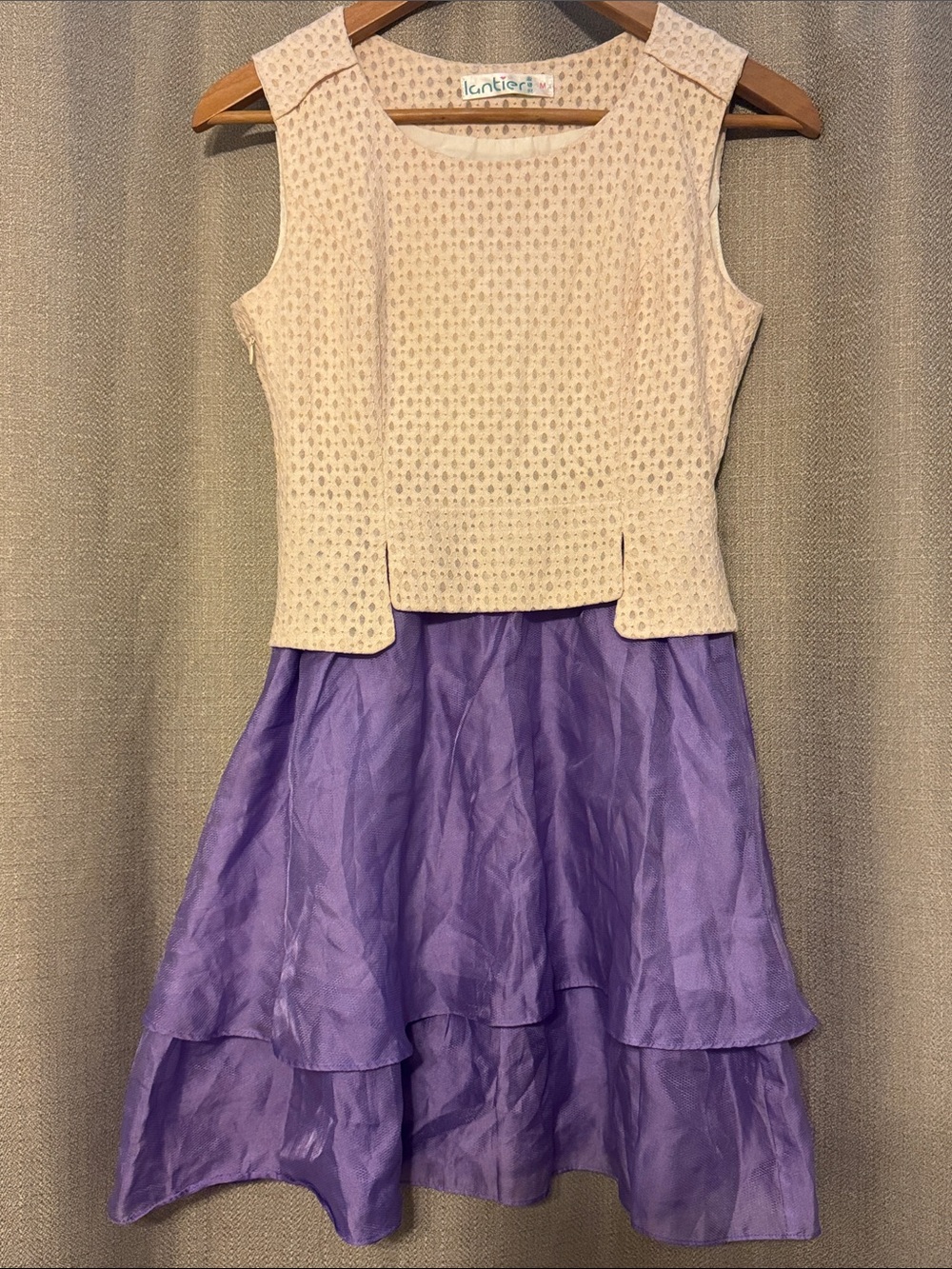 Women's Cream & Purple Layered Dress